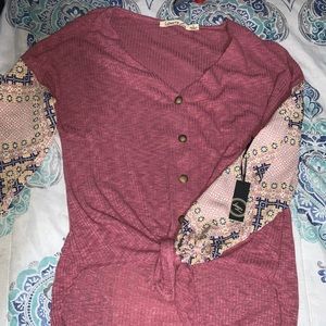 Liberty love blouse, pink with printed sleeves